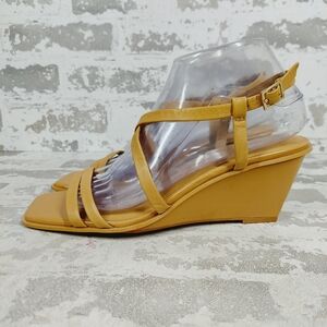 NEW Caslon Paola Tan Leather Wedge Heel Sandals K519